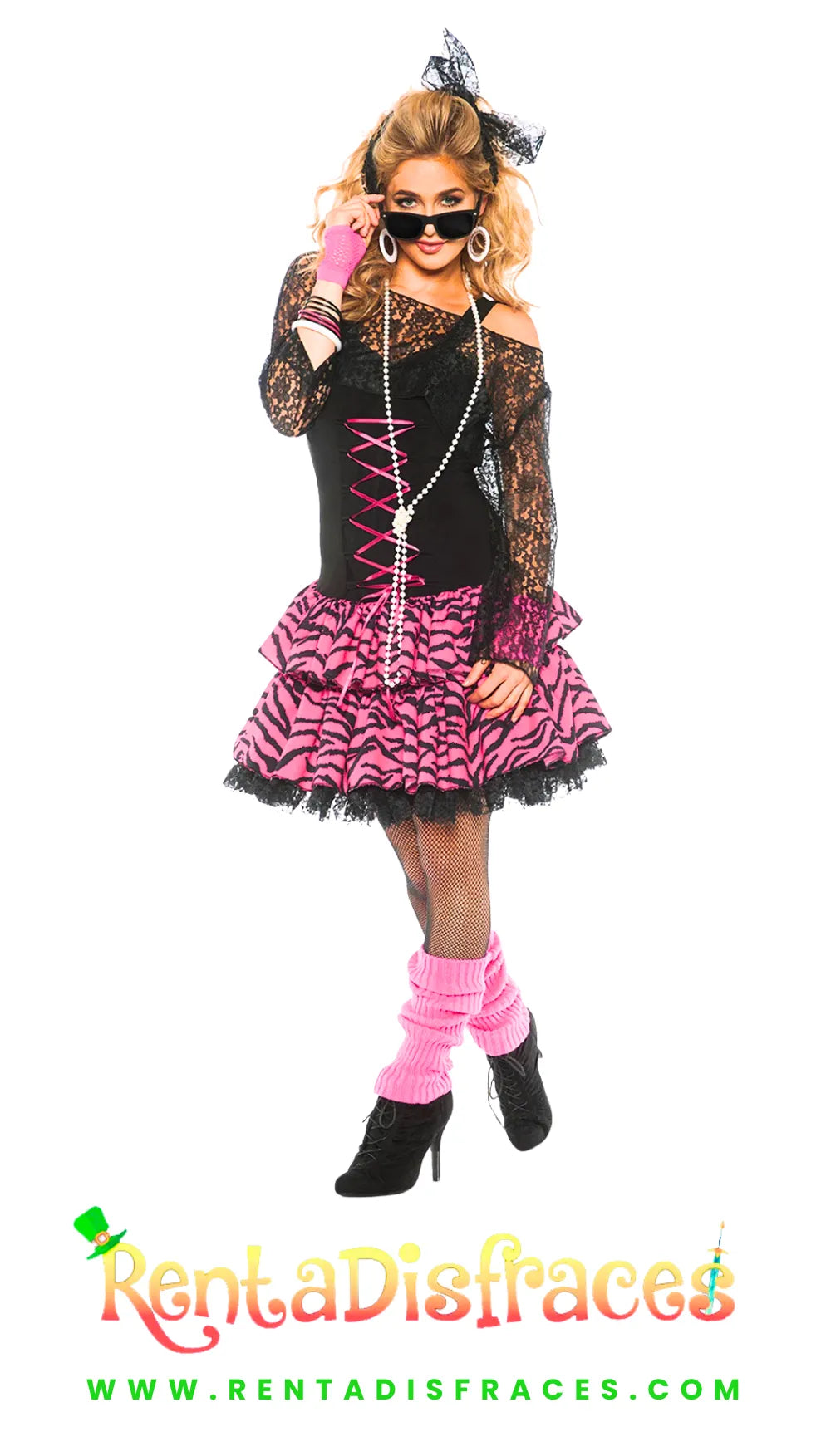 Disfraz Chica rosa 80´s